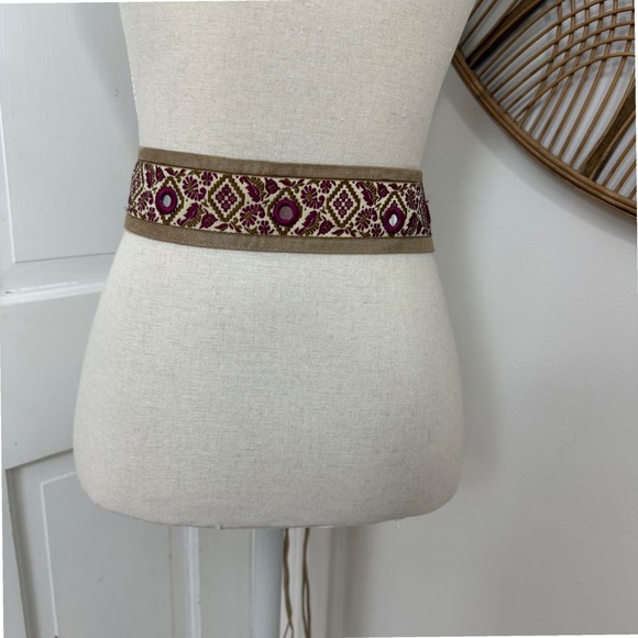 Unbranded Fringe Tie Tapestry Belt Boho Embroidered Mirror Western Festival - Picture 3 of 3